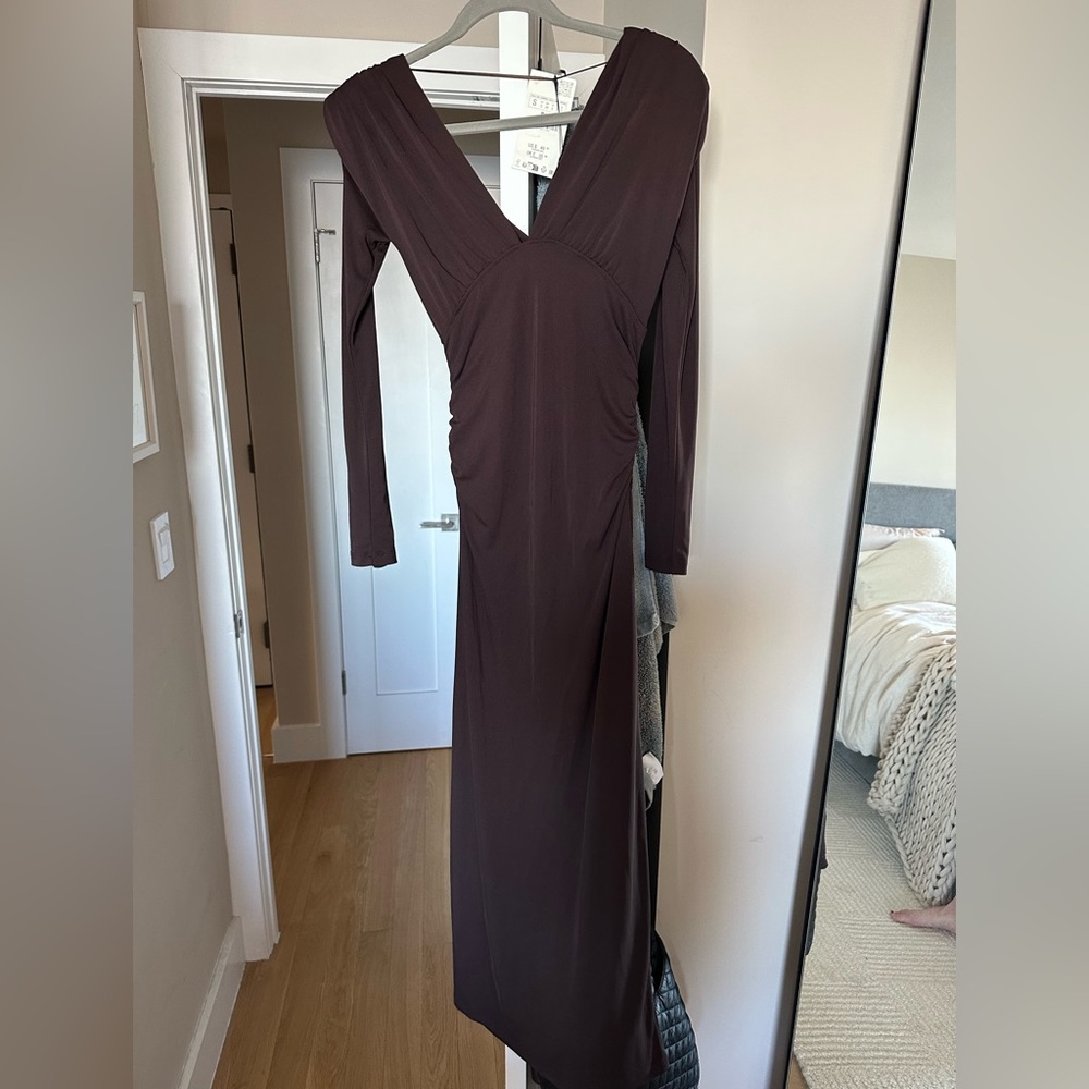 NWT Zara long sleeve maxi in brown size S